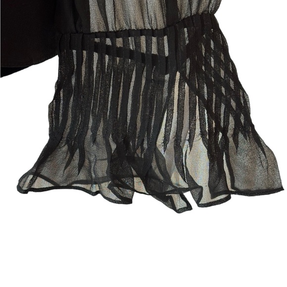Worth Black Pleated Ruffle Sheer Top - Picture 3 of 5